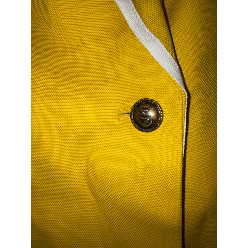 Boden Yellow Cotton Blazer White Contrast Piping Polka Dot Lining Size 14R - Picture 4 of 5